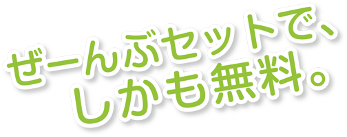 ぜーんぶセットで、しかも無料。